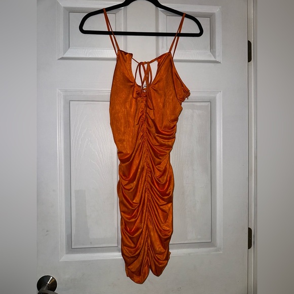 Superdown Ruched Orange Mini Dress - Picture 3 of 5